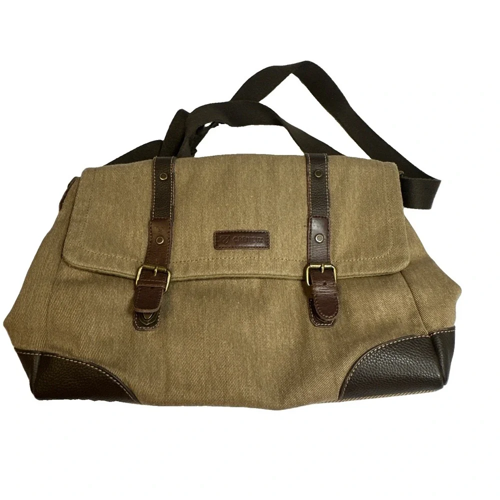 Cremieux Canvas Shoulder/Messenger Tablet Laptop Bag Leather Accents